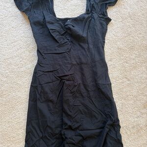 Women's Black V-Net FlutSleeve Dress